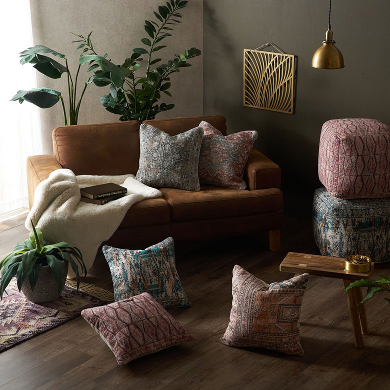 楽天市場】プフ クッション オットマン スツール オールドキリム風