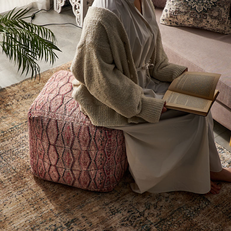 楽天市場】プフ クッション オットマン スツール オールドキリム風