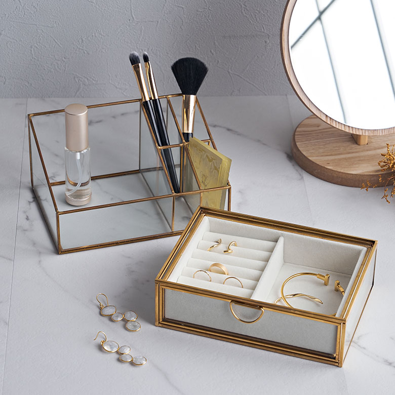 楽天市場】真鍮 ガラス アクセサリーケース 透明 ジュエリーボックス