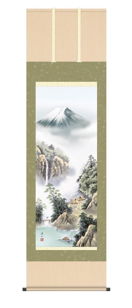 楽天市場】掛軸 掛け軸 富士山 山水画 「富士季景」伊藤渓山 春夏秋冬