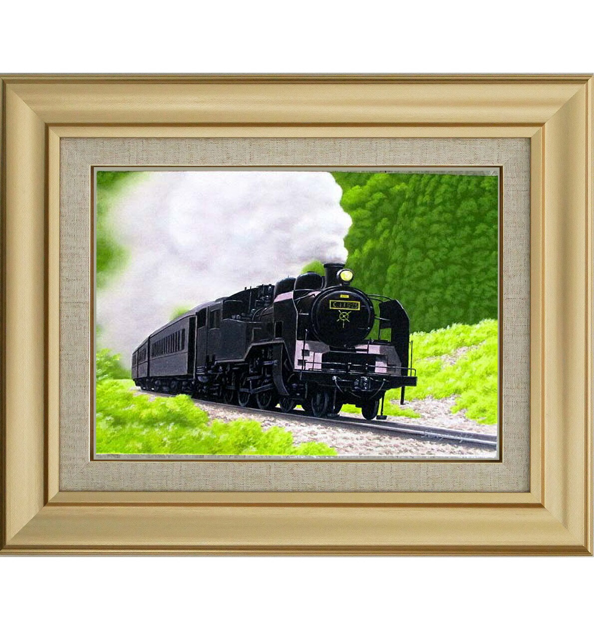 楽天市場】手描き 油絵 絵画 額入り 油彩 手描き SL3 只見線 F6サイズ