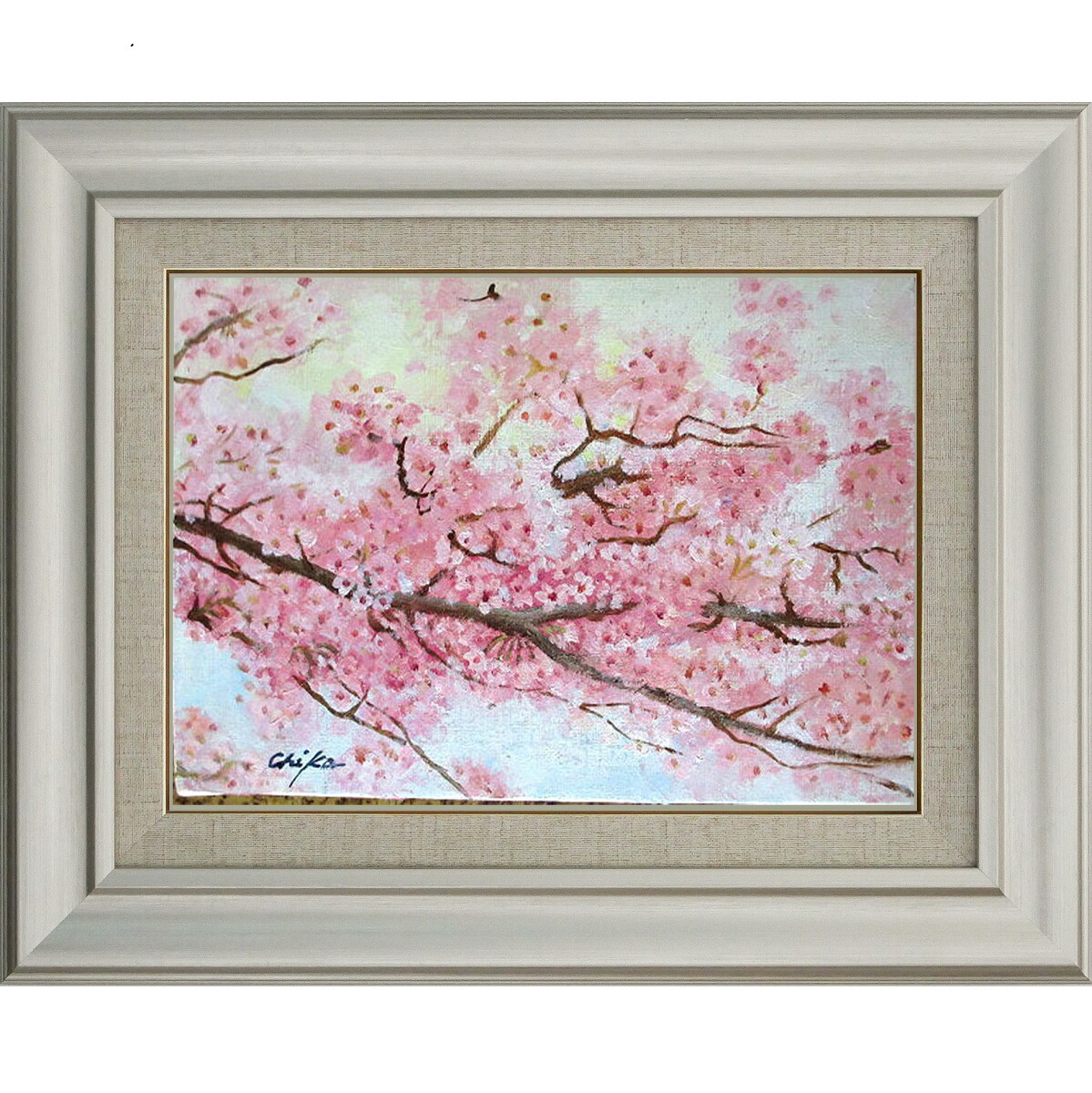 楽天市場】絵画 油絵 額入り油彩 手描き 油絵 さくら3 カラフル 花の絵