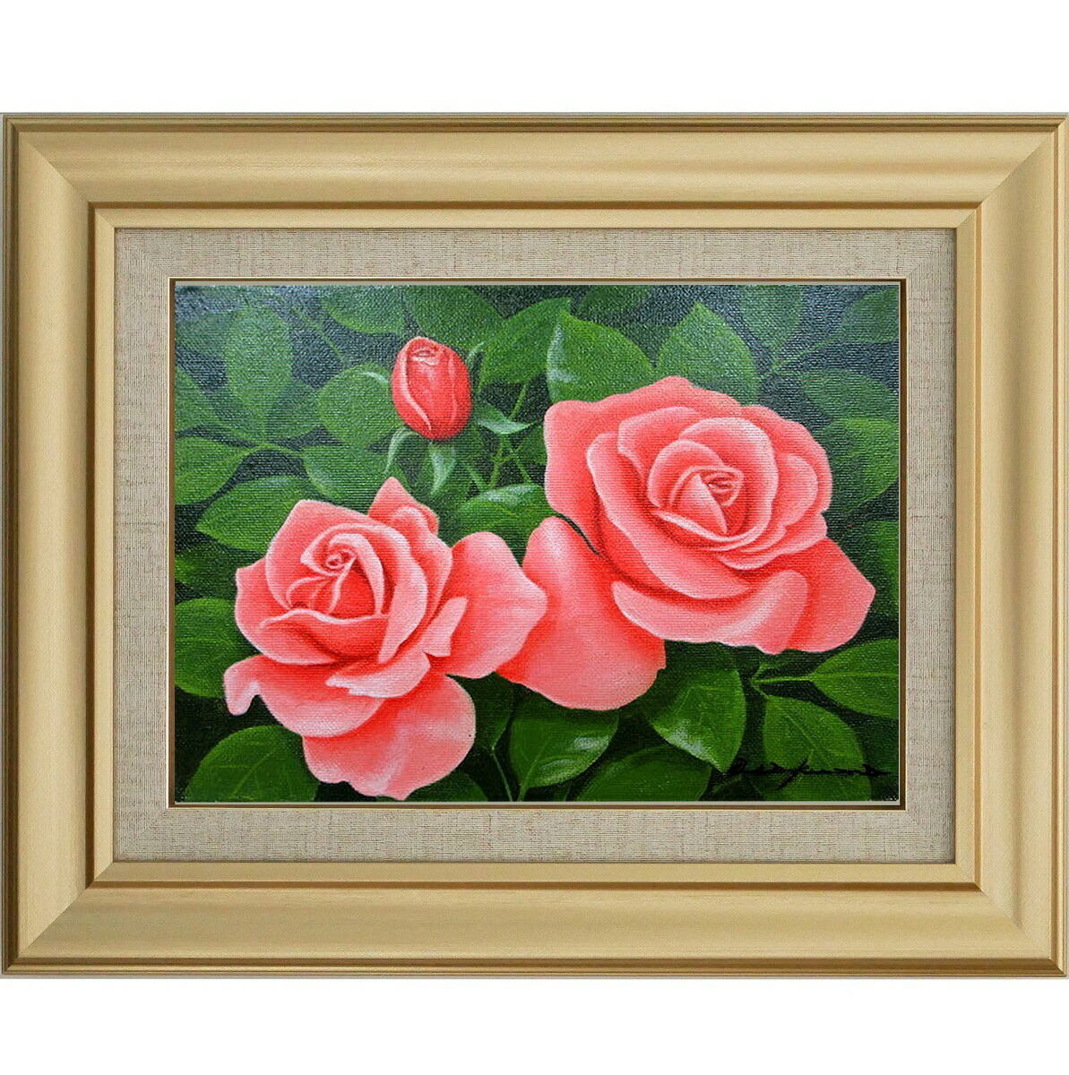 楽天市場】絵画 油絵 額入り油彩 手描き 赤バラ 朝隈敏彦 風景画 額