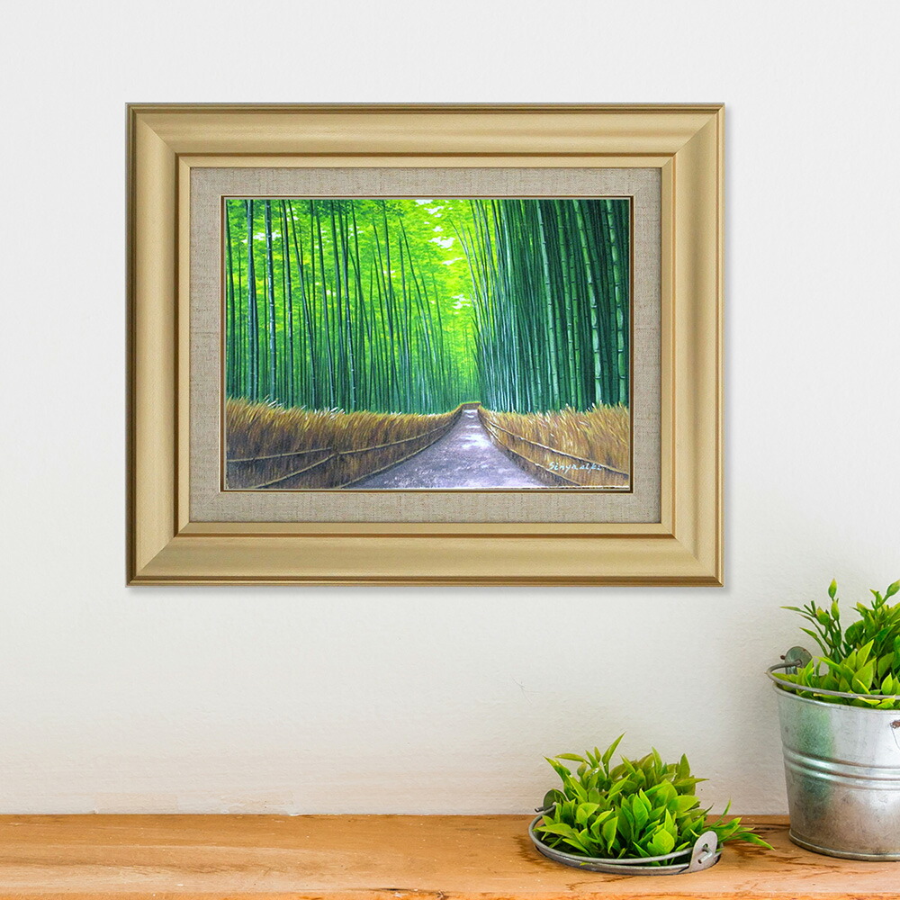 楽天市場】手描き 油絵 絵画 油絵 額入り油彩 手描き 油絵 竹林2 F6