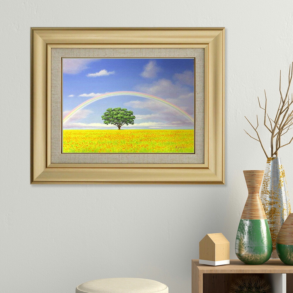 楽天市場】絵画 油絵 額入り油彩 手描き F6サイズ 白鳥あゆみ 虹のある