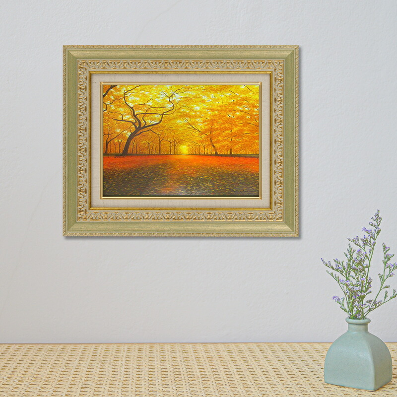 楽天市場】絵画 油絵 額入り油彩 手描き 油彩 いちょう並木 朝隈敏彦