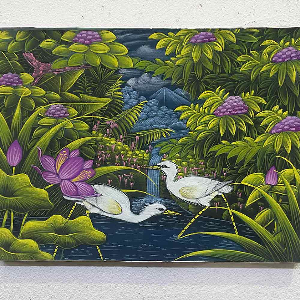 楽天市場】バリ絵画 鳥の絵 2羽 小鳥 白サギ W40×H30cm ブンゴセカン