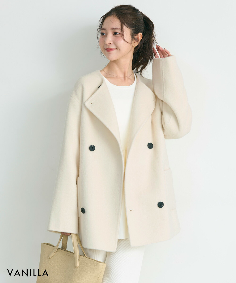 楽天市場】ノーカラー2WAYリバーミドルコート｜アウター ノーカラー