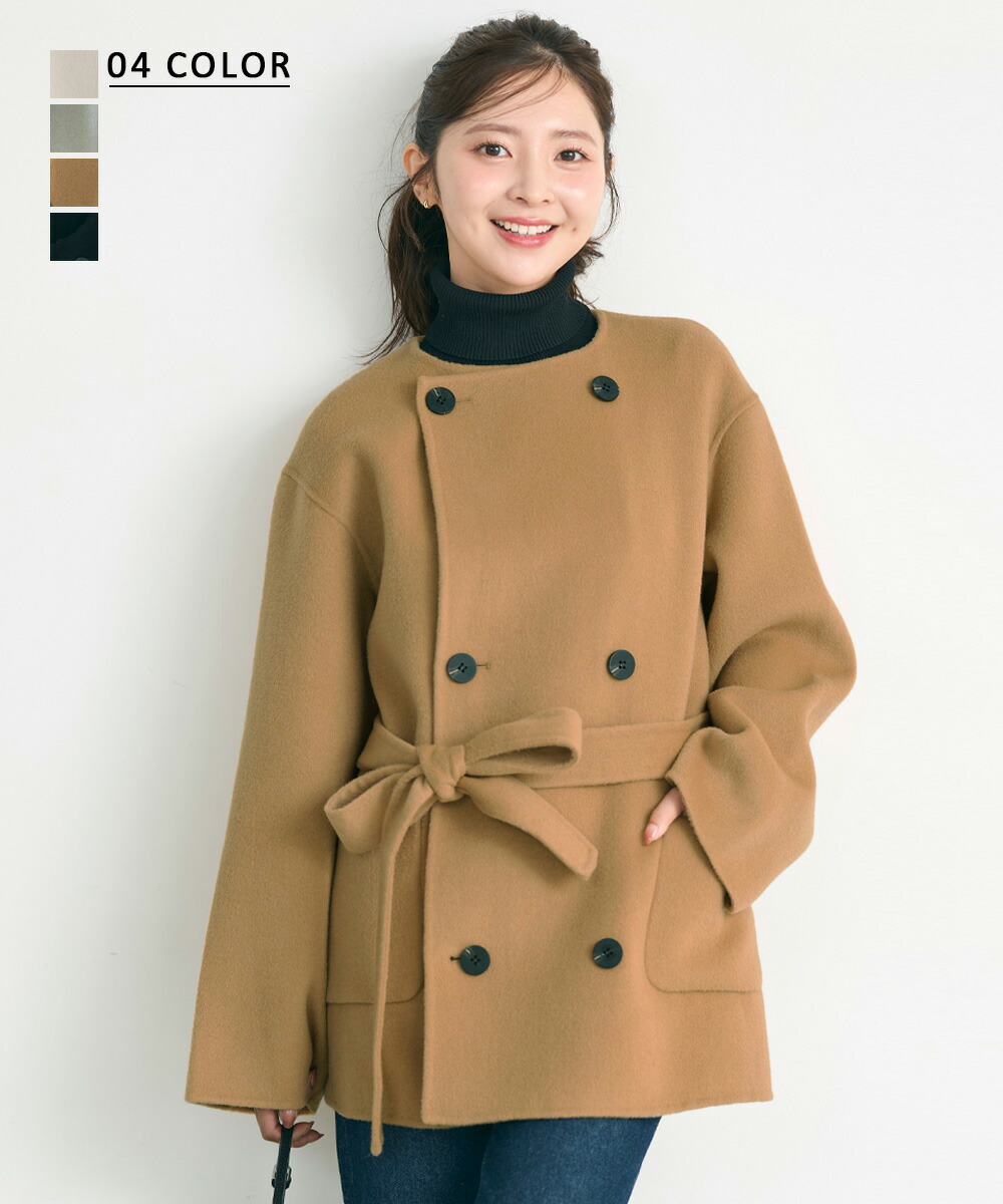 楽天市場】ノーカラー2WAYリバーミドルコート｜アウター ノーカラー