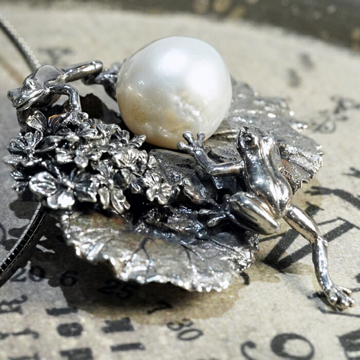 楽天市場】天然 南洋真珠 ネックレス かえる ブローチ シルバー 真珠