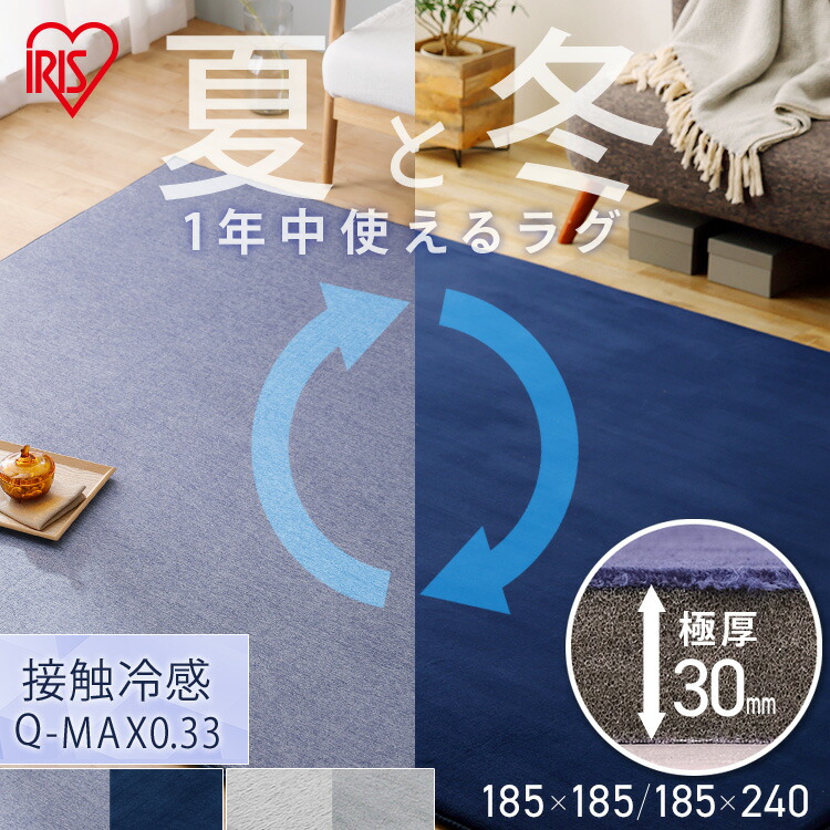 楽天市場】ラグ カーペット 夏 夏用 リバーシブル 185×185 185×240 2畳