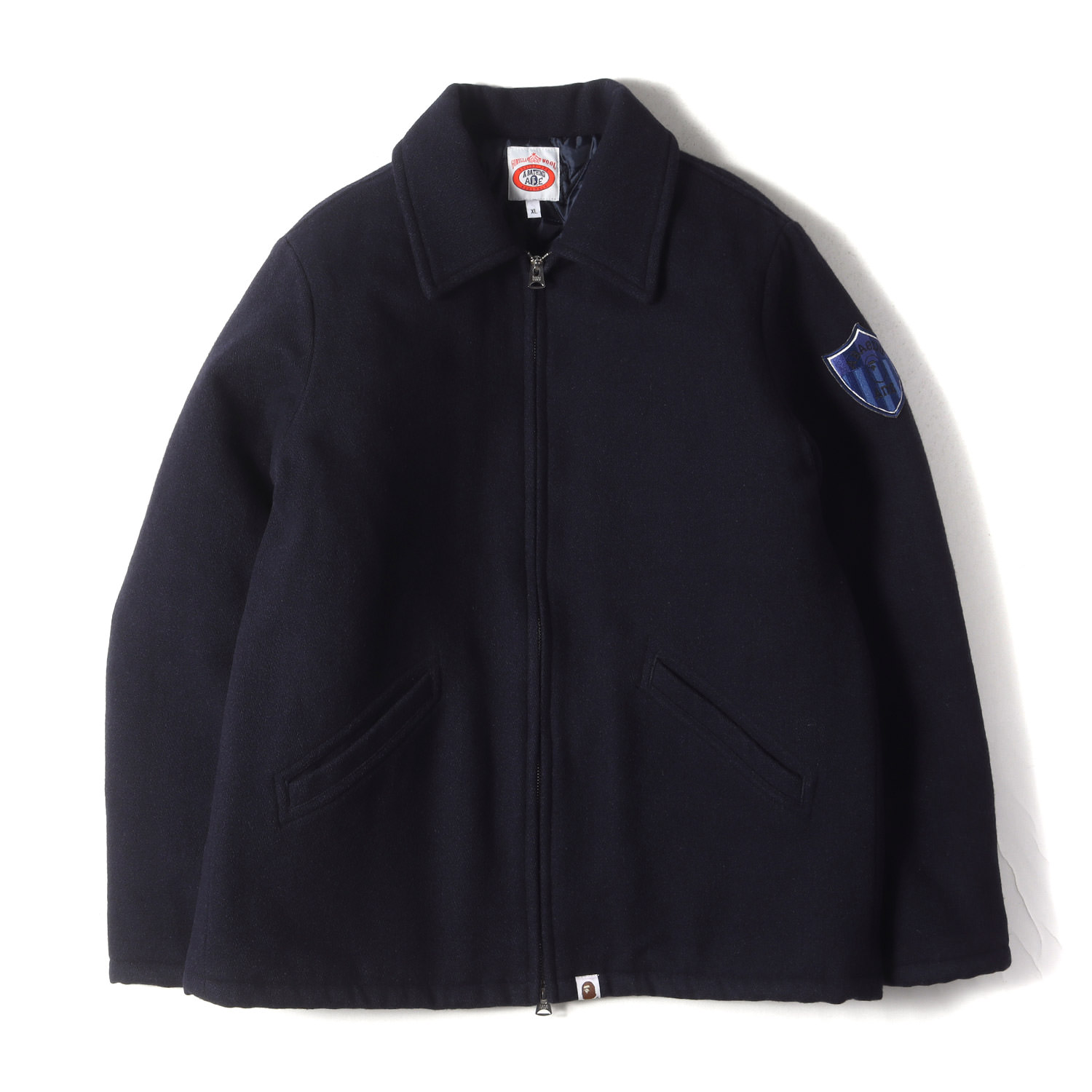 Mr.BATHING APE ウールスタジャン XL ブラック 刺繍 ウール 【公式通販】