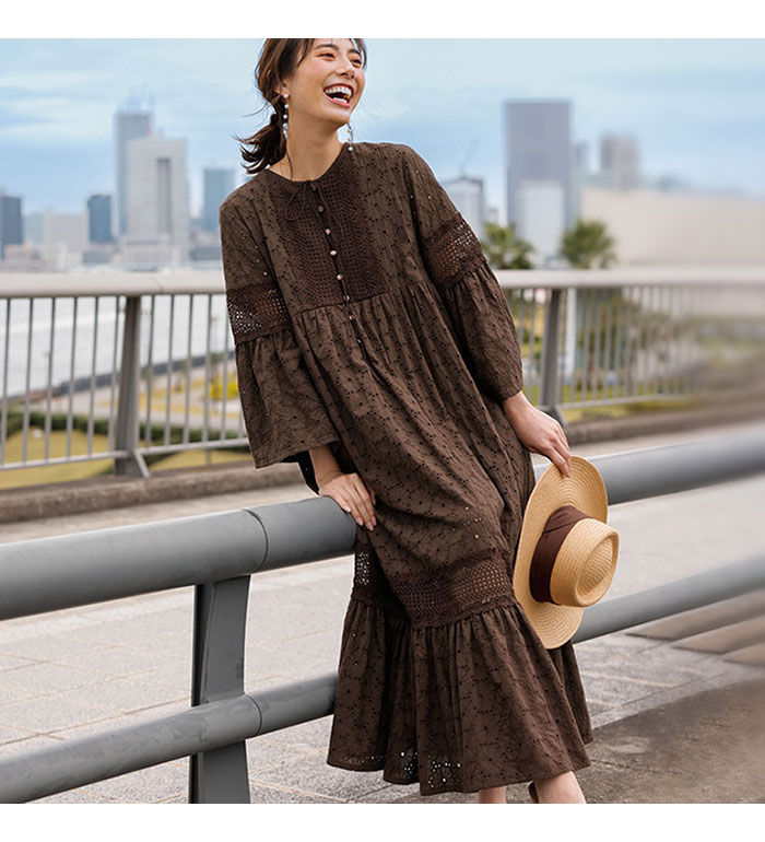 楽天市場】ワンピース 綿レース刺しゅうワンピース(M〜LL) 30代 40代