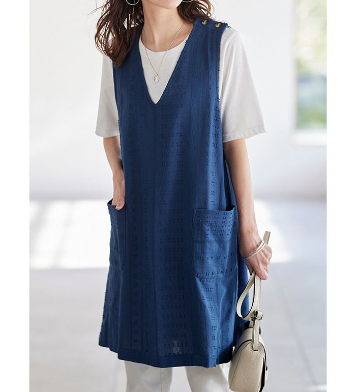 楽天市場】ジャンパースカート レディース 綿麻ドビー素材ジャンパー