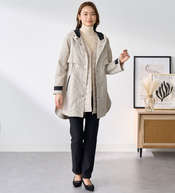 楽天市場】ハーフコート おしゃれの主役！蓄熱中わたベスト付配色