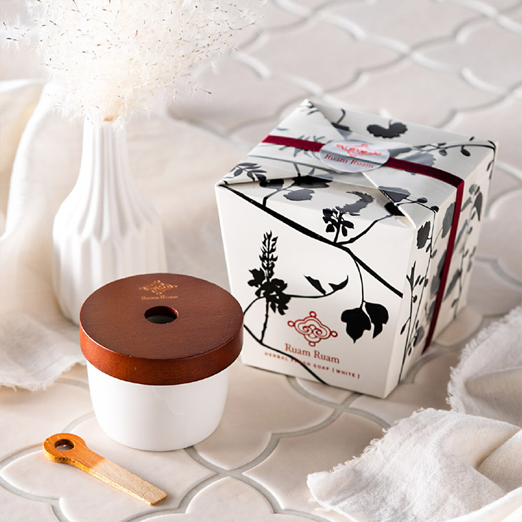 Ruam Ruam ハーバルフレッシュソープ リフィル 12個(ポットつき) Ruam