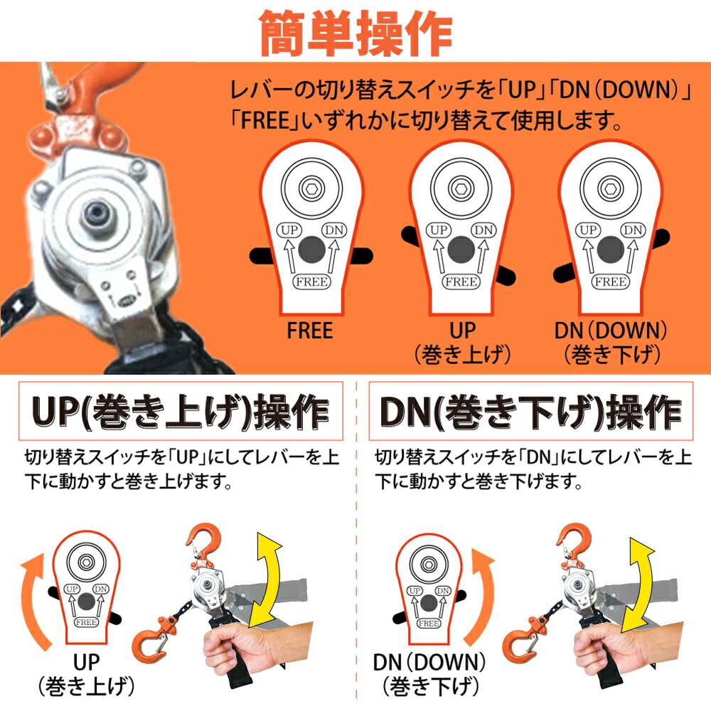 楽天市場】【ベスト・アンサー公式】レバーホイスト 0.25t V2 250kg 4
