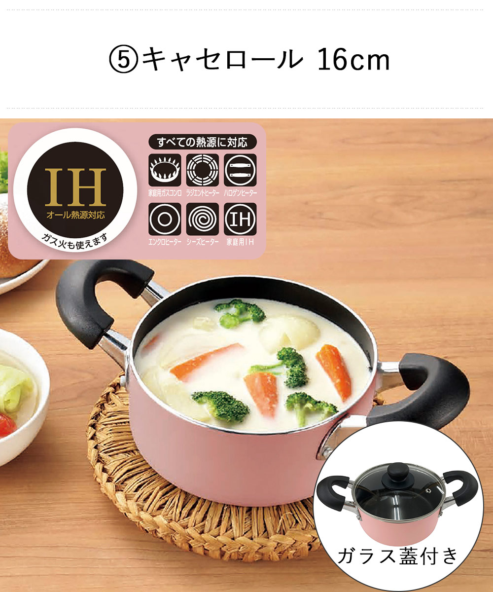 楽天市場】一人暮らし用 とりあえず 鍋 ＆ フライパン セット ピンク