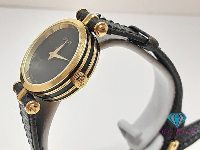 楽天市場】グッチ GUCCI レディース 腕時計 黒 ブラック SS レザー