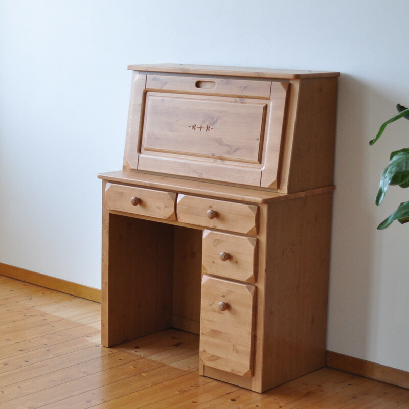 神居民芸 ライティングビューロー ライティングデスク 樺 上棚付き A6