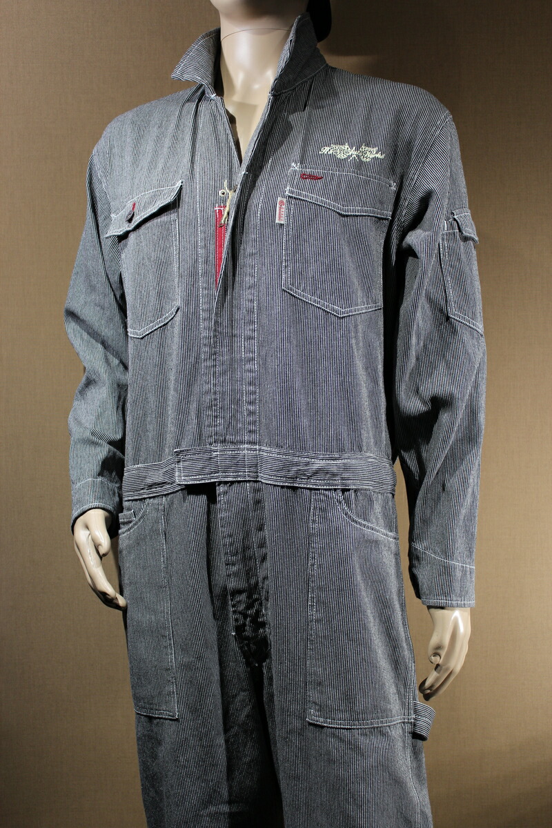 楽天市場】ツナギ つなぎ ヒッコリーストライプ スカル ハーレー