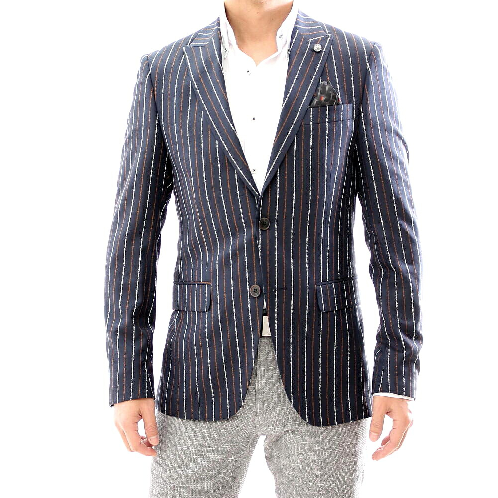 楽天市場】テーラードジャケット ネイビー 紺 ストライプ ブレザー