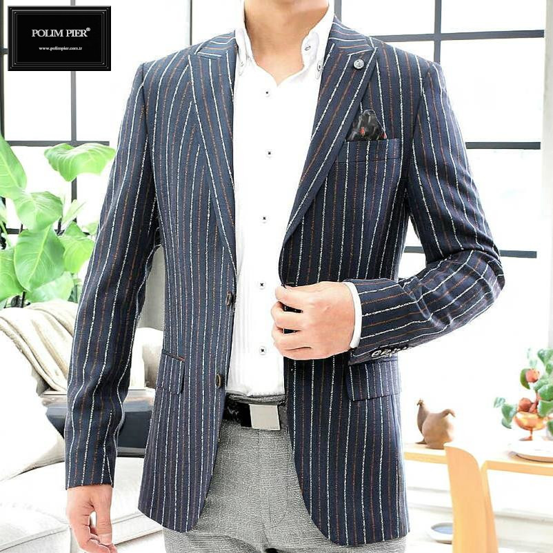 楽天市場】テーラードジャケット ネイビー 紺 ストライプ ブレザー