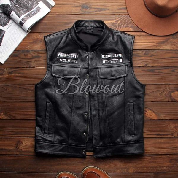 楽天市場】レザーベスト 本皮 クラブスタイル バイカー チョッパー