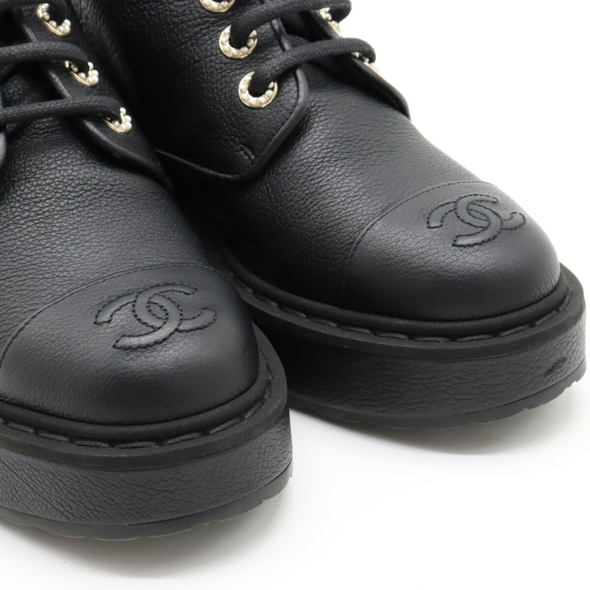 楽天市場】CHANEL シャネル ショートブーツ レースアップ 編み上げ