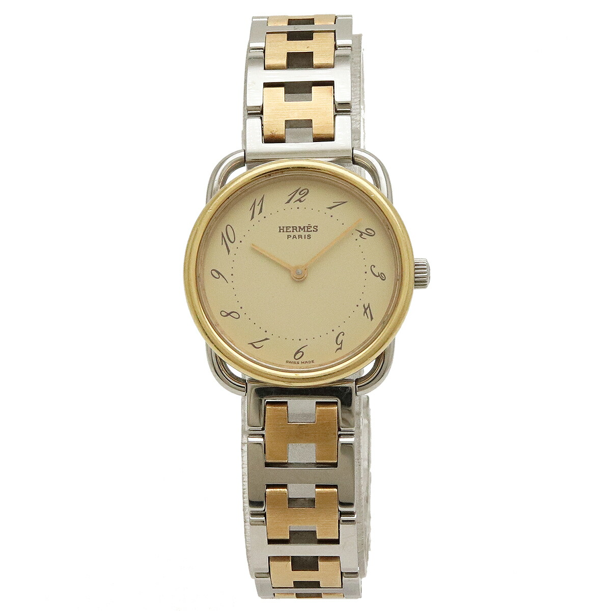 楽天市場】HERMES エルメス アルソー クリーム文字盤 SS GP コンビ