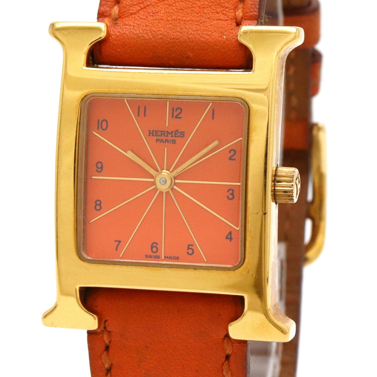 楽天市場】【ウォッチ】HERMES エルメス Hウォッチ オレンジ文字盤 GP