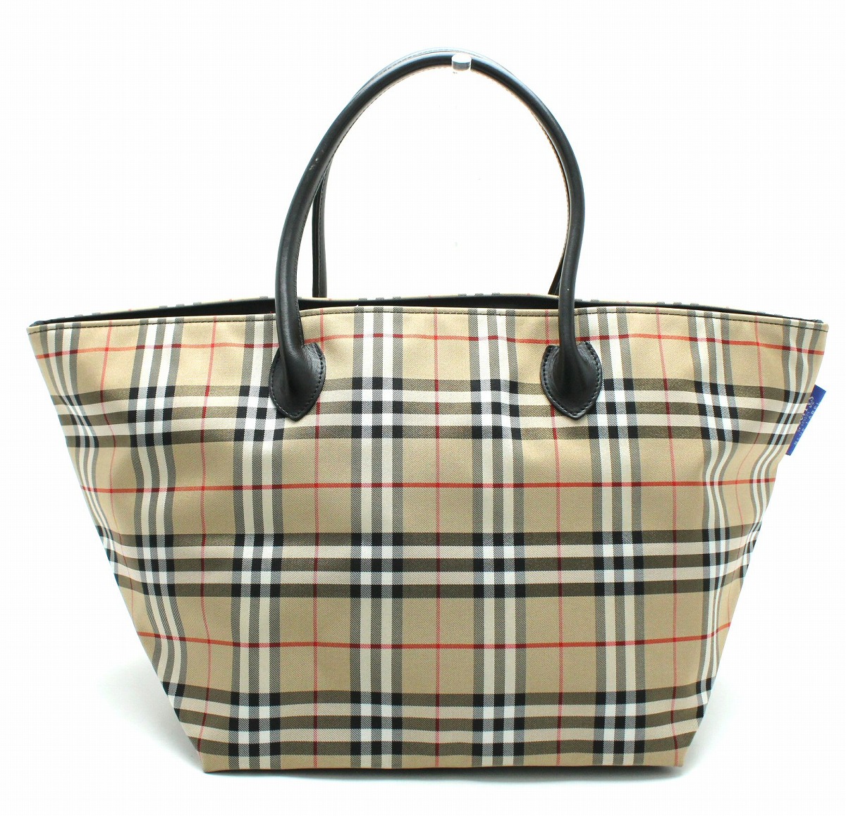 バーバリーブルーレーベル 水色 系チェック柄エコバッグ 日本製 トート