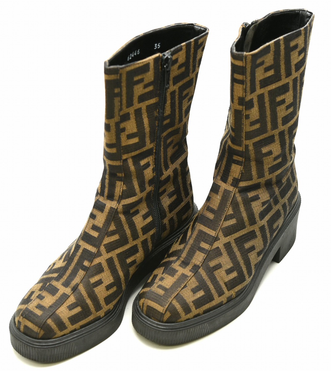 楽天市場】【靴】FENDI フェンディ ズッカ柄 ブーツ ショートブーツ