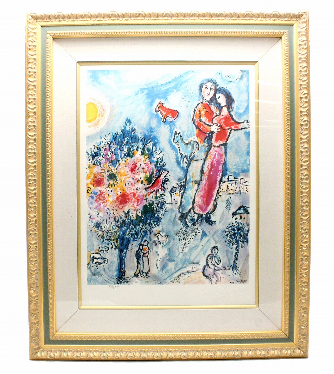 楽天市場】マルク・シャガール「花束と恋人たち」複製画 リトグラフ