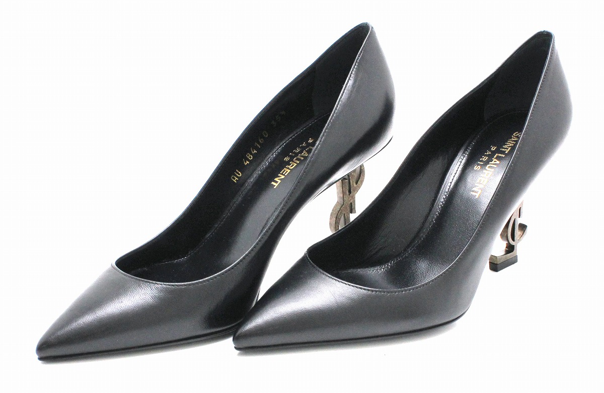 イブ.サンローラン赤 レザー ロングブーツ 高ヒール