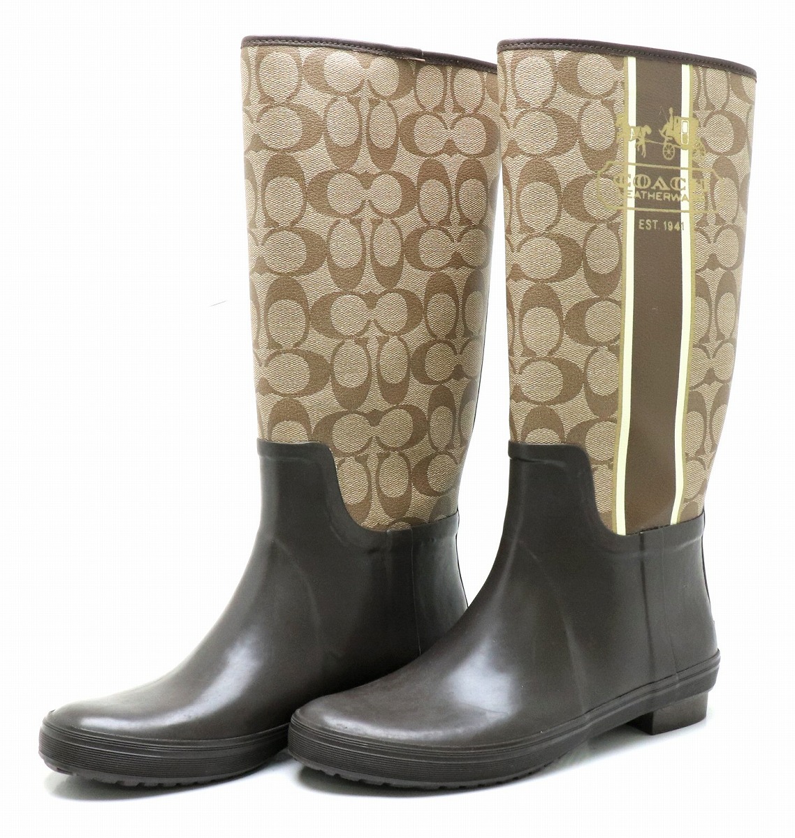 楽天市場】【靴】COACH コーチ シグネチャー レインブーツ 長靴 PVC