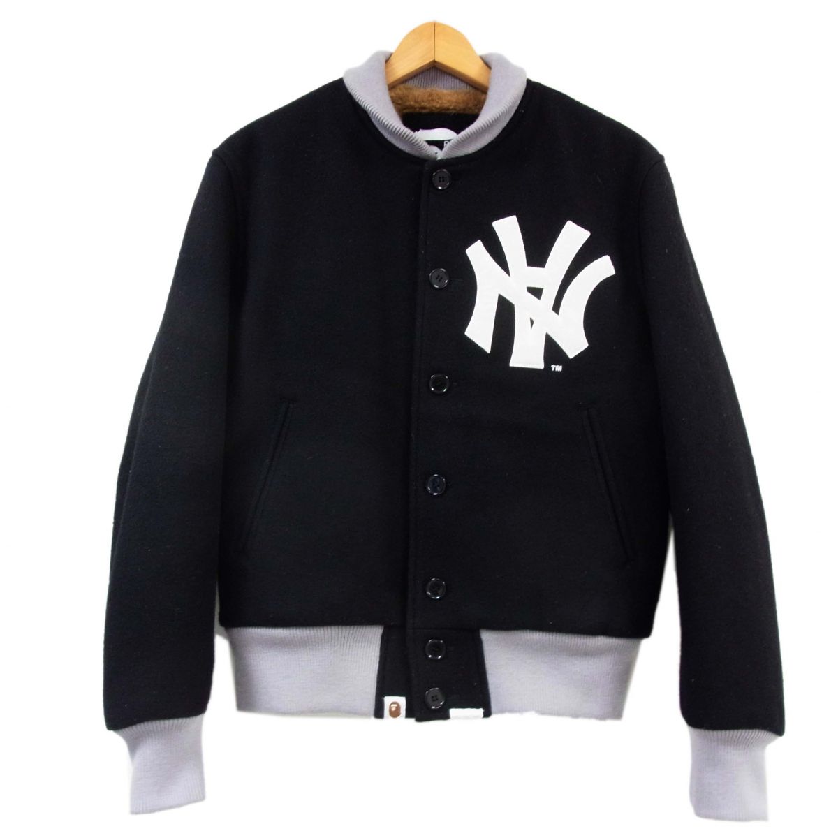 Mr.BATHING APE ウールスタジャン XL ブラック 刺繍 ウール 【公式通販】