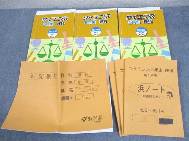楽天市場】浜学園 小5 理科 サイエンス 第1〜3分冊/追加教材 通年