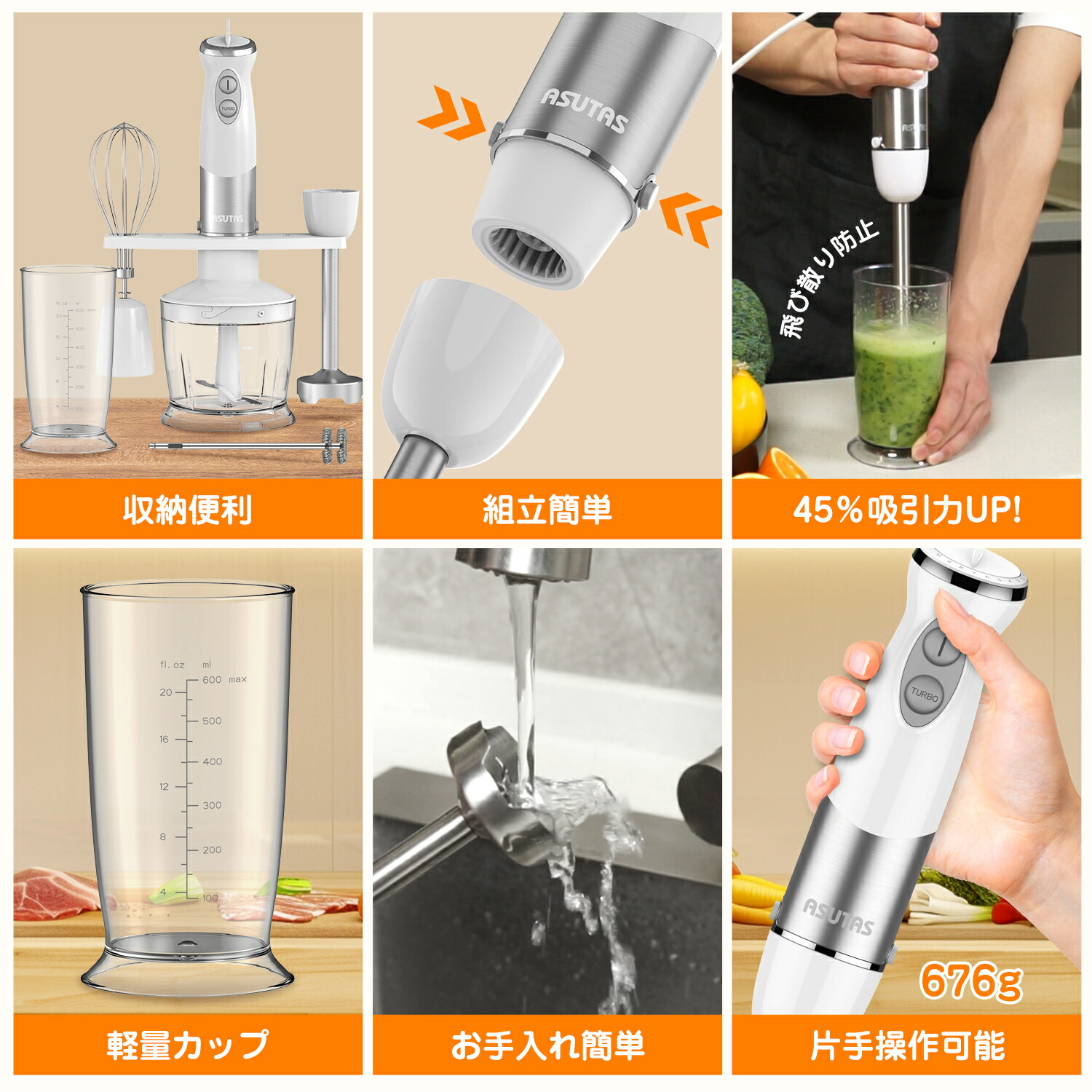 楽天市場】ASUTAS ハンドブレンダー 1台7役 強力 離乳食対応 時短料理