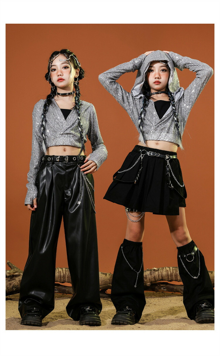 楽天市場】灰色 スパンコール キッズダンス ダンス衣装 ヒップホップ