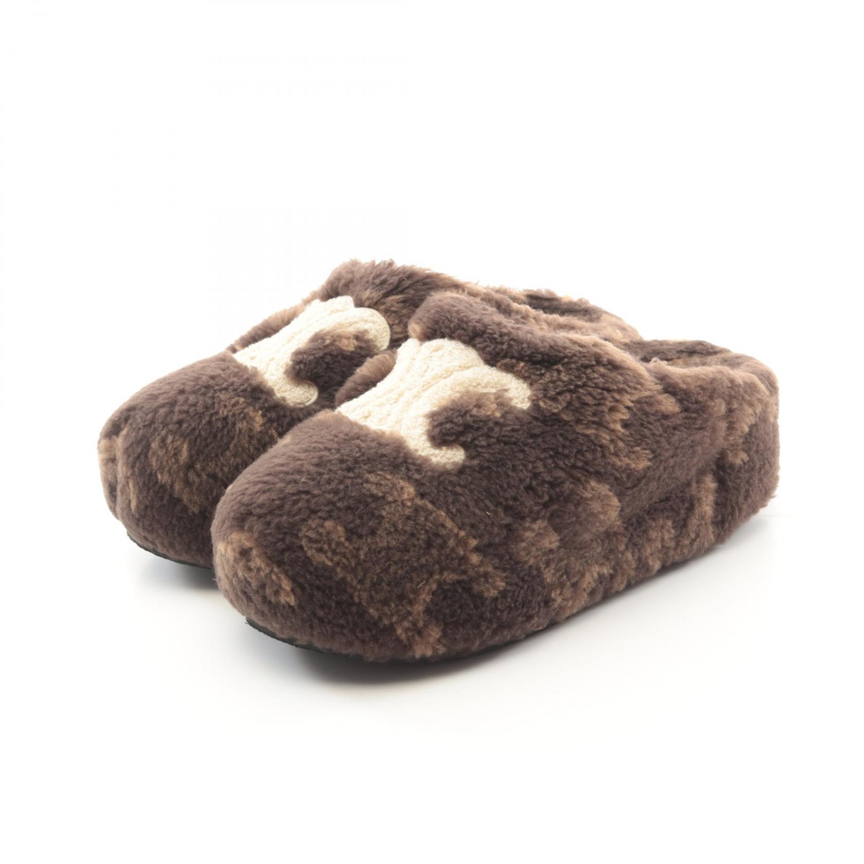 楽天市場】セリーヌ CELINE トリオンフ ファー ミュール サンダル 靴