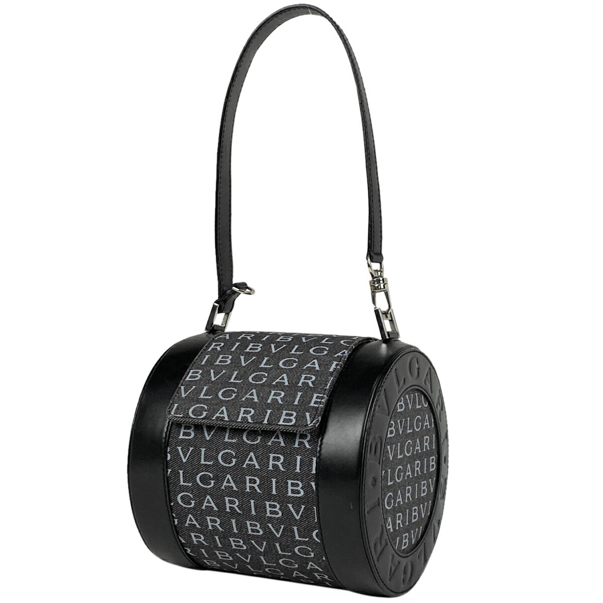 ブルガリ】BVLGARI ブラック ハンドバッグ 筒型 ラウンド