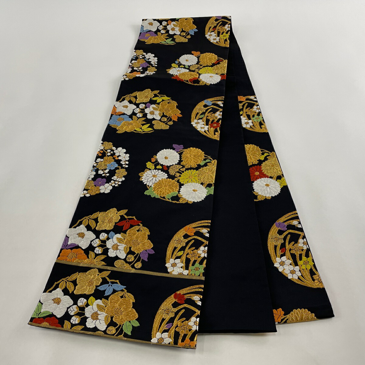 楽天市場】袋帯 逸品 河合美術織物 落款あり 京西陣織 花丸文 金糸