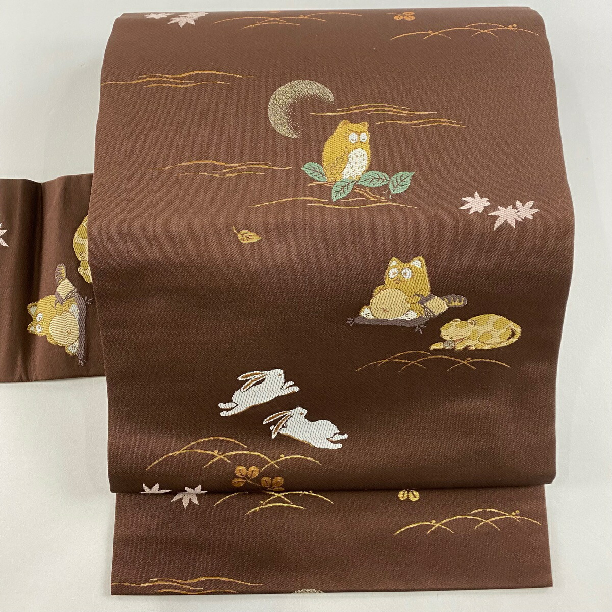 楽天市場】名古屋帯 美品 名品 うさぎ たぬき 箔 茶色 正絹 【中古