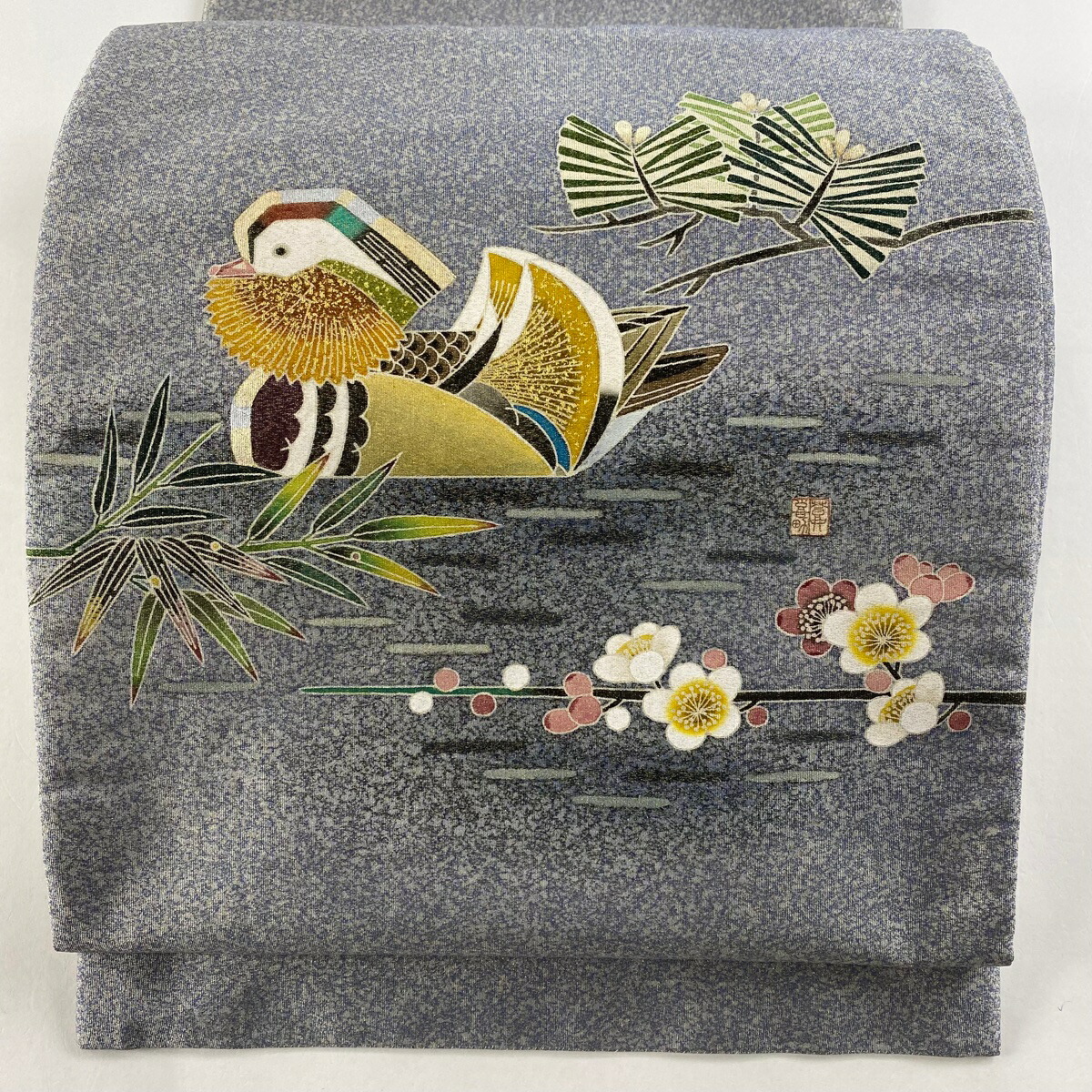 楽天市場】袋帯 美品 逸品 人間国宝 羽田登喜男 落款あり 鴛鴦 松竹梅