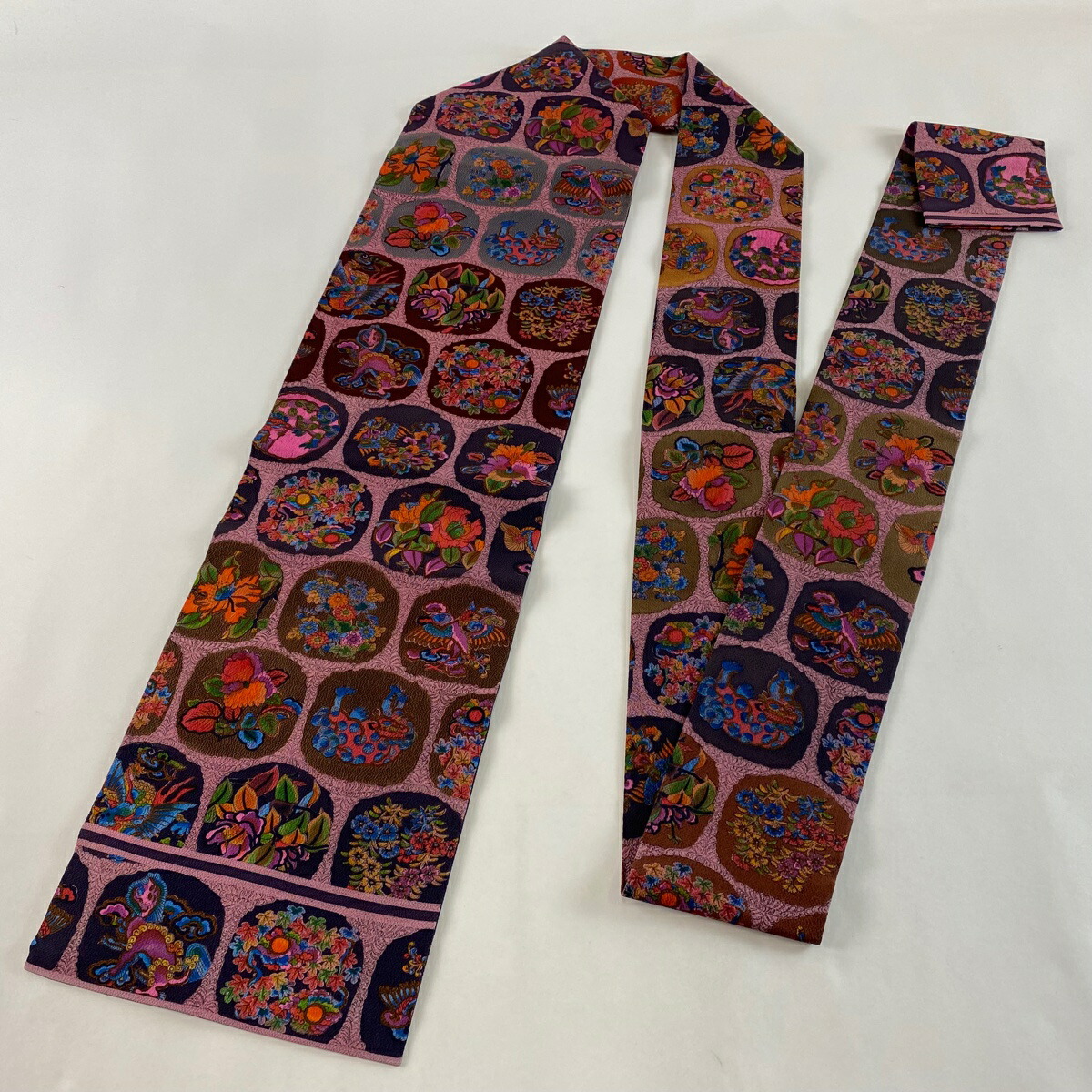 楽天市場】名古屋帯 美品 名品 山岡古都 落款あり 草花 鳥 縮緬 ピンク