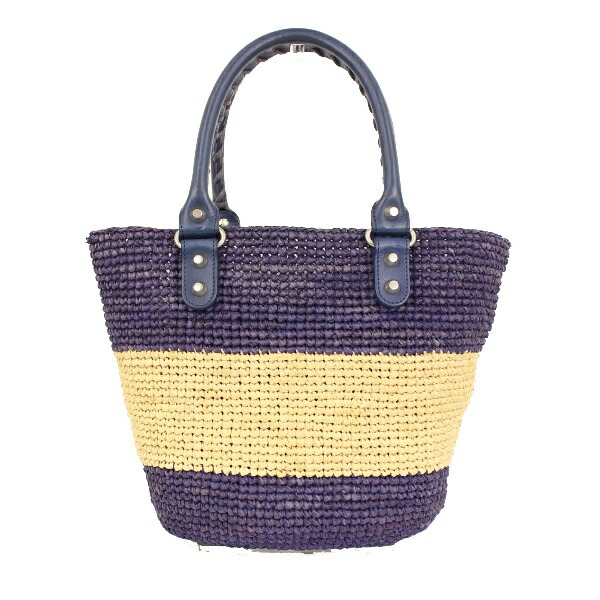 バレンシアガ パニエXS 466498 ハンドバッグ パープル ベージュラフィア