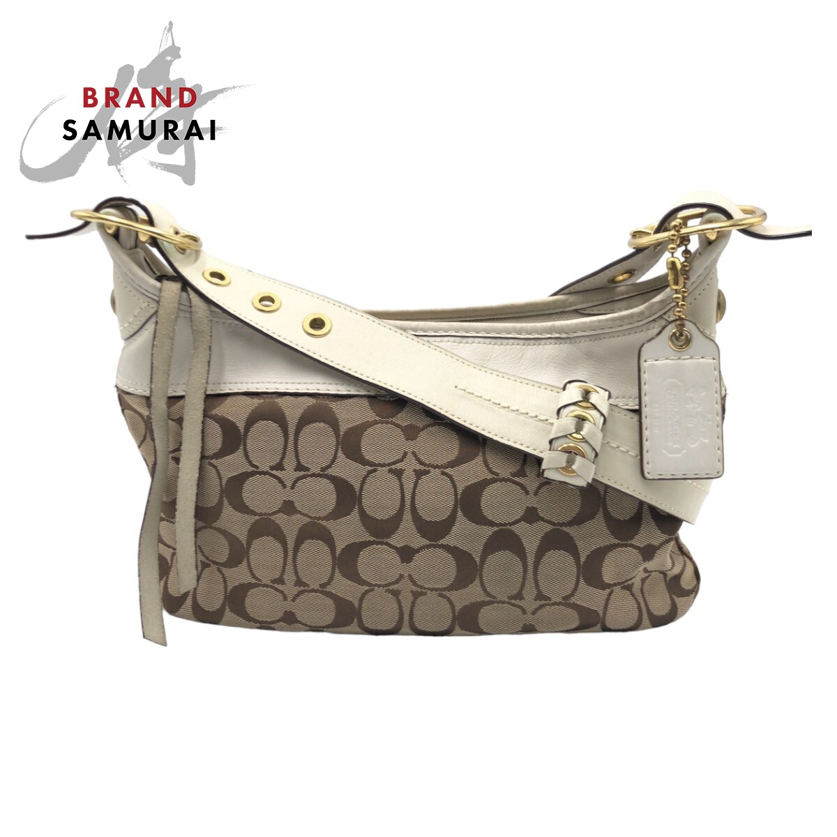 楽天市場】美品 COACH コーチ シグネチャー ブラウン ホワイト