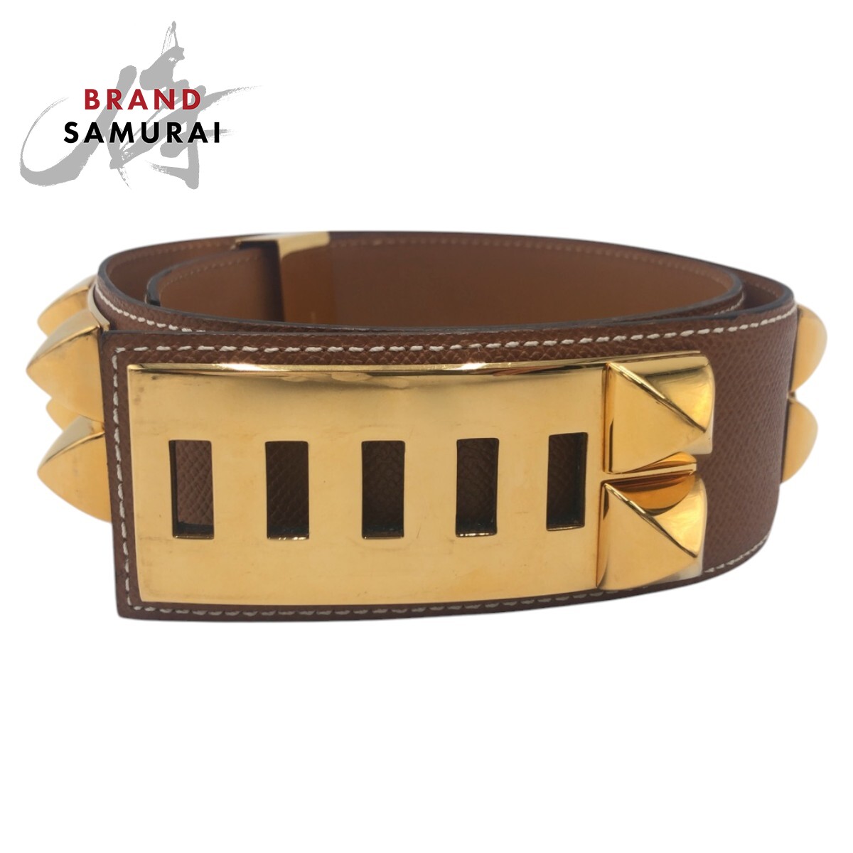 楽天市場】美品 HERMES エルメス コリエドシアン ブラウン ゴールド