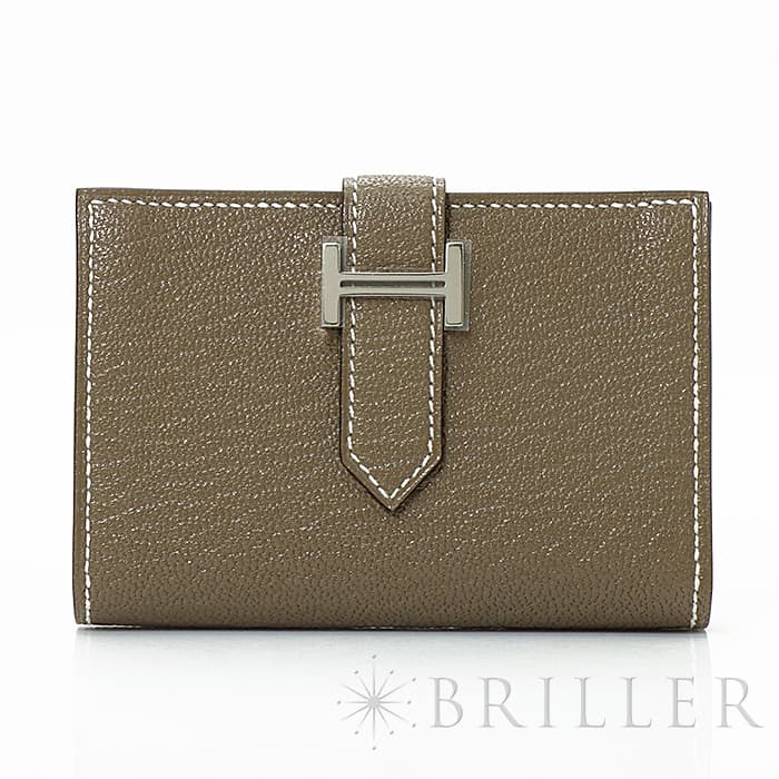 楽天市場】エルメス ベアン カードケース シェーブル エトゥープ